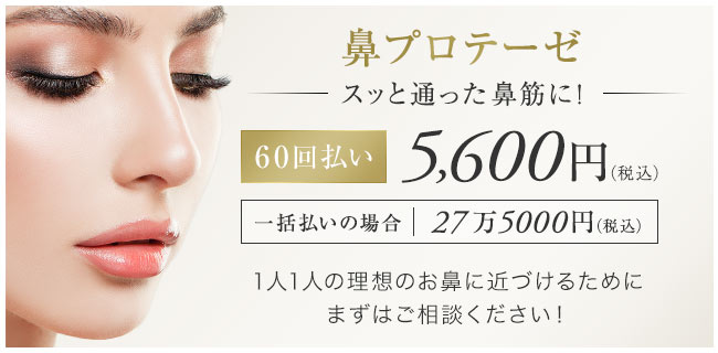 【鼻プロテーゼ スッと通った鼻筋に！】[60回払い]5,600円（税込）一括払いの場合27万5000円（税込）1人1人の理想のお鼻に近づけるためにまずはご相談ください！