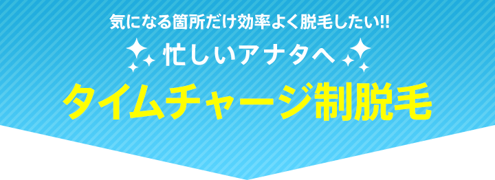 気になる箇所だけ効率よく脱毛したい!!忙しいアナタヘタイムチャージ制脱毛