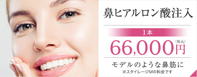 【ヒアルロン酸注入】[1本]66,000円（税込）モデルのような鼻筋に